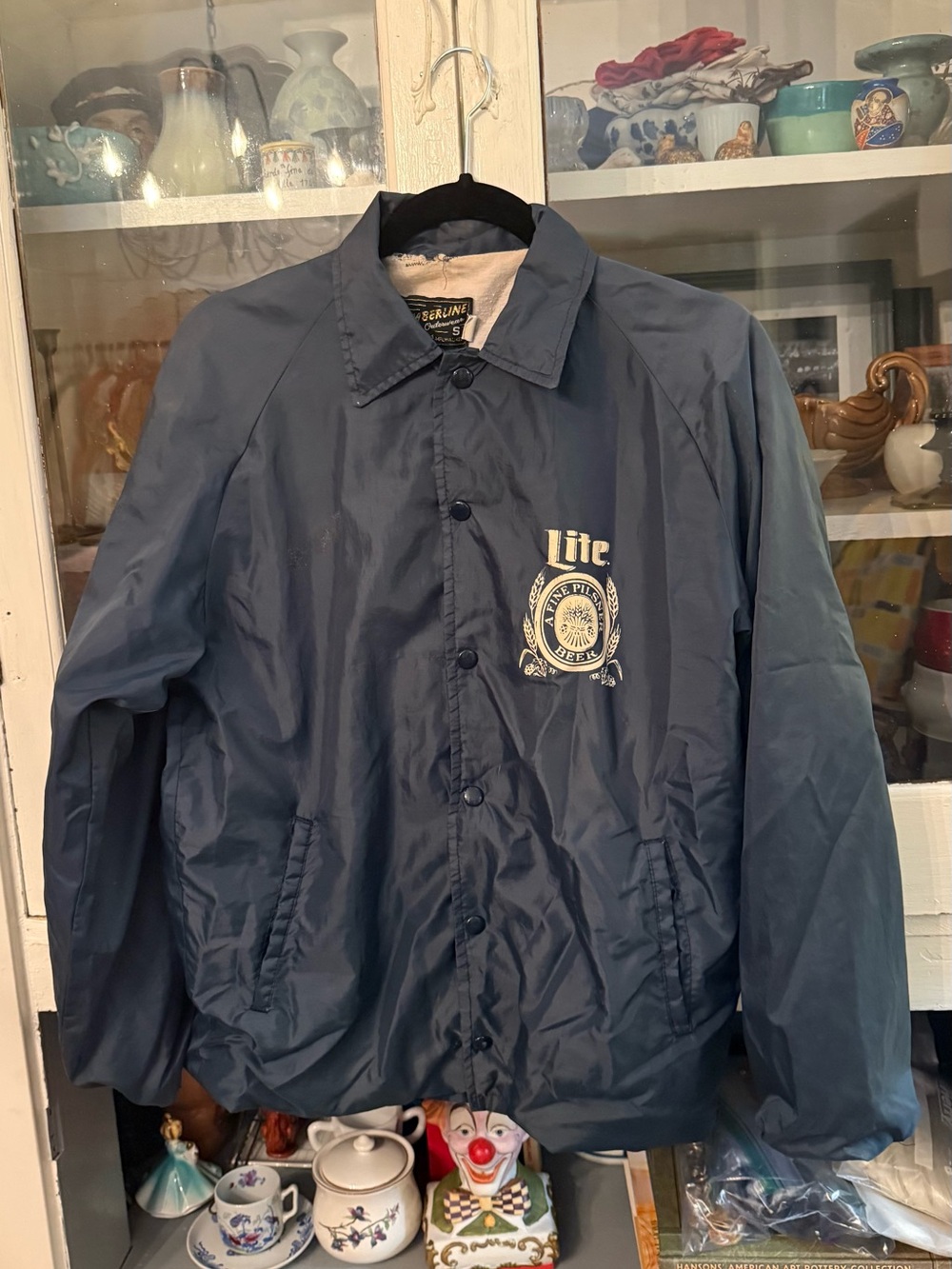Men's Navy Windbreaker Jacket with Chest Logo